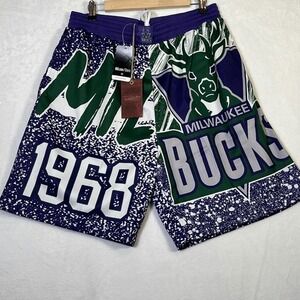 Milwaukee Bucks Mitchell & Ness Hardwood Classics‎ Jumbotron Shorts NWT Men XL